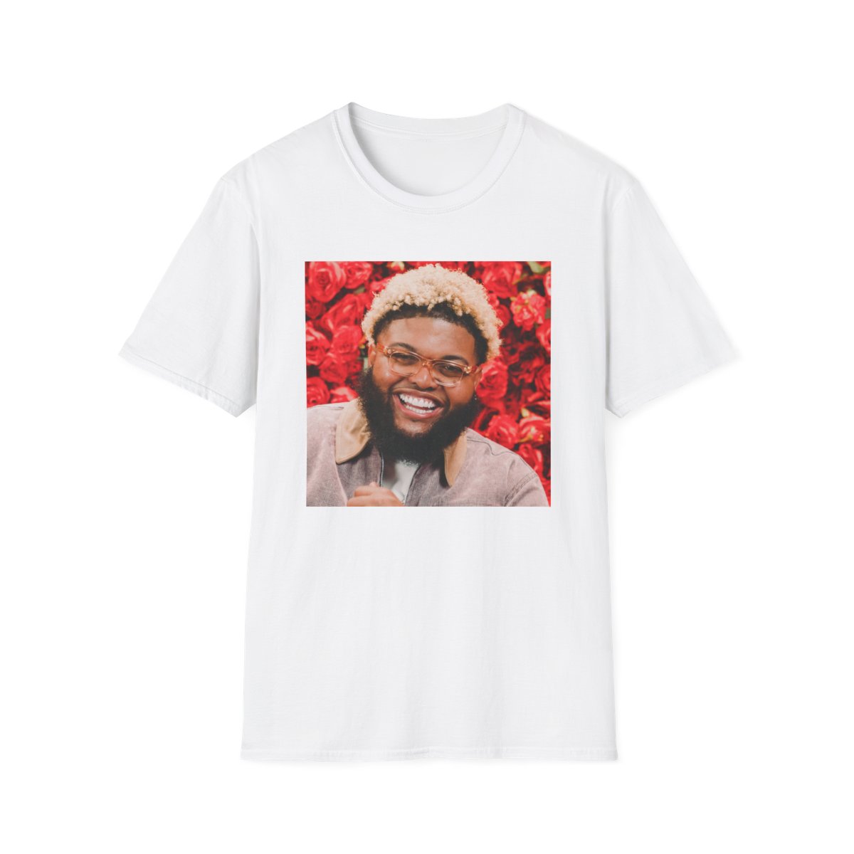 Smiling Man Portrait T-Shirt | Red Rose Background | Druski